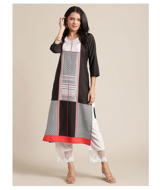 KSUT Black Viscose Straight Kurti - Single - L