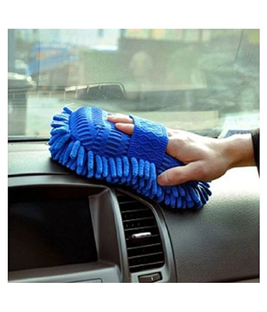 HOMETALES Microfiber Car Wash & Dry Cloth Sponge Hand Gloves dashboard cleaning Duster chenille - Assorted Color (1)