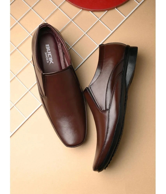 Bucik Brown Mens Slip On Formal Shoes - None