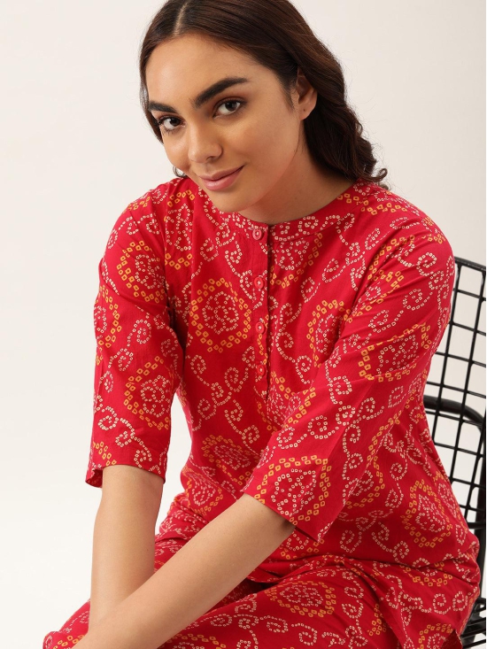 Ethnic Motifs Red Kurta & Palazzo-M