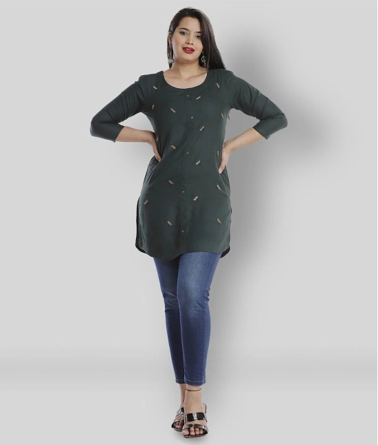 HIGHLIGHT FASHION EXPORT - Green Viscose Womens Straight Kurti ( Pack of 1 ) - S