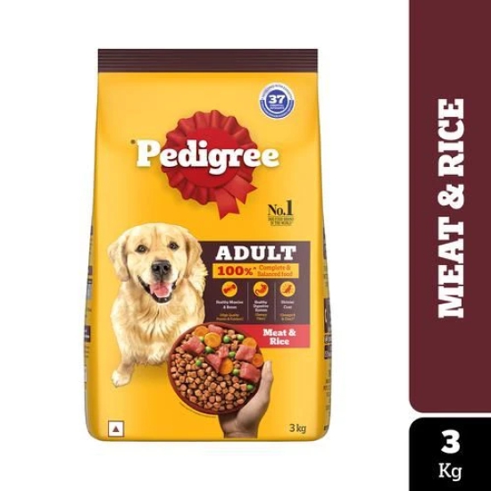 Pedigree Meat & Rice Adult Dog Food, 3 Kg