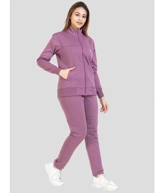 YHA Purple Fleece Solid Tracksuit - Pack of 2 - None