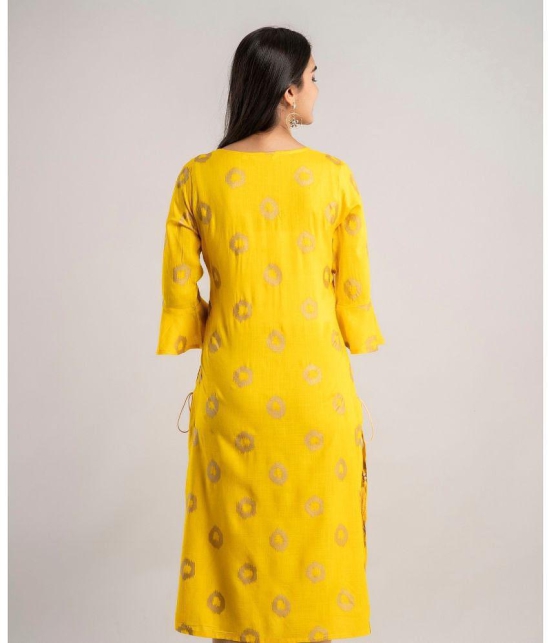 MAUKA - Yellow Rayon Women's Straight Kurti ( Pack of 1 ) - None