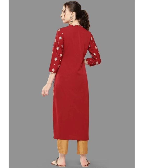 Janasya Rayon Printed Straight Womens Kurti - Red ( Pack of 1 ) - None