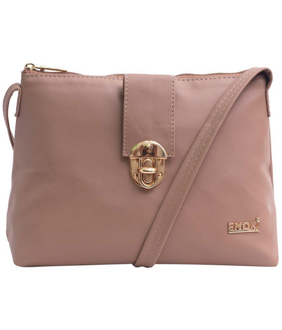 Enoki - Beige Faux Leather Sling Bag - Beige