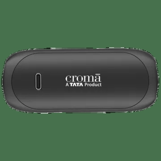 Croma Sliding TWS Earbuds with Passive Noise Cancellation (IPX4 Waterproof, 30 Hours Playback Time, Black)