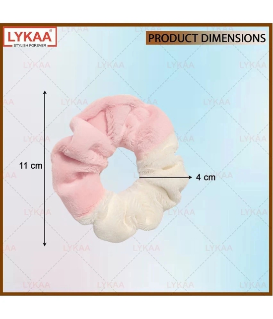 LYKAA Fur Microfabric Hair Scrunchies Elastics Ponytail Holders for Women & Girls - 3 Pcs Multicolor - Multi