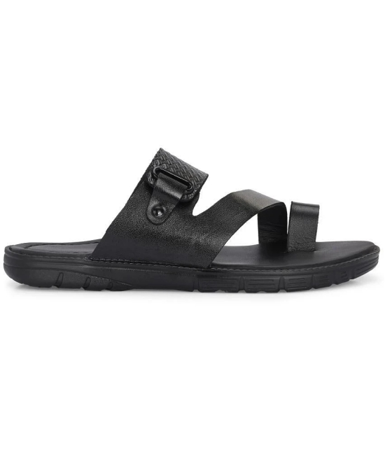 Leeport Black Mens Leather Slipper - None