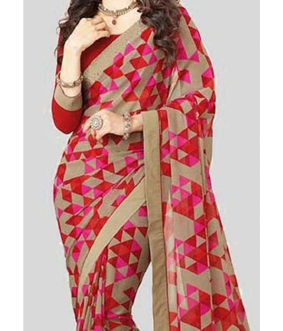 Gazal Fashions Georgette Printed Saree With Blouse Piece - Multicolor2 ( Pack of 1 ) - Multicolor2