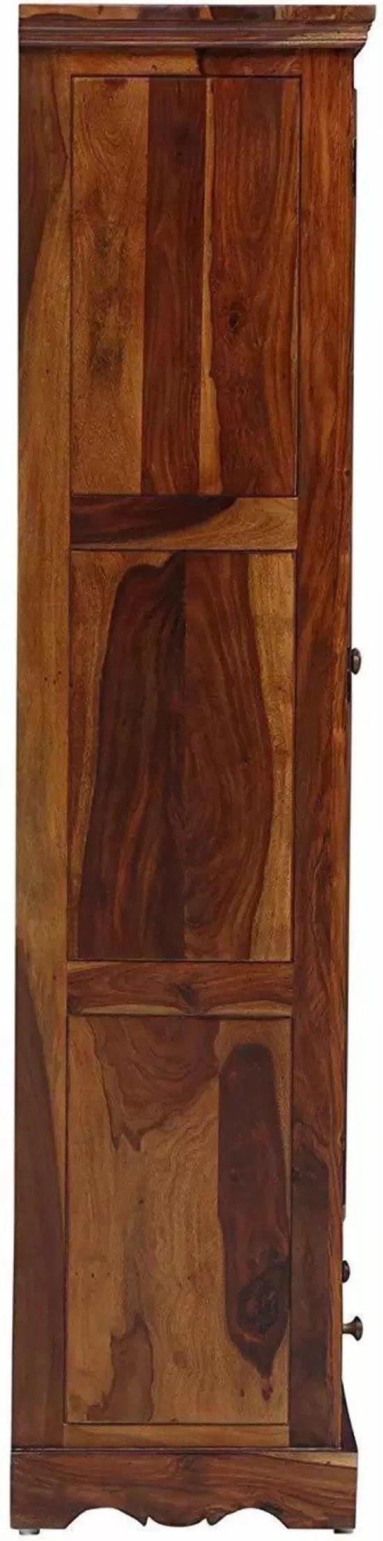 Solid Teak Wood 2 Door With Drawers Wardrobe-Brown