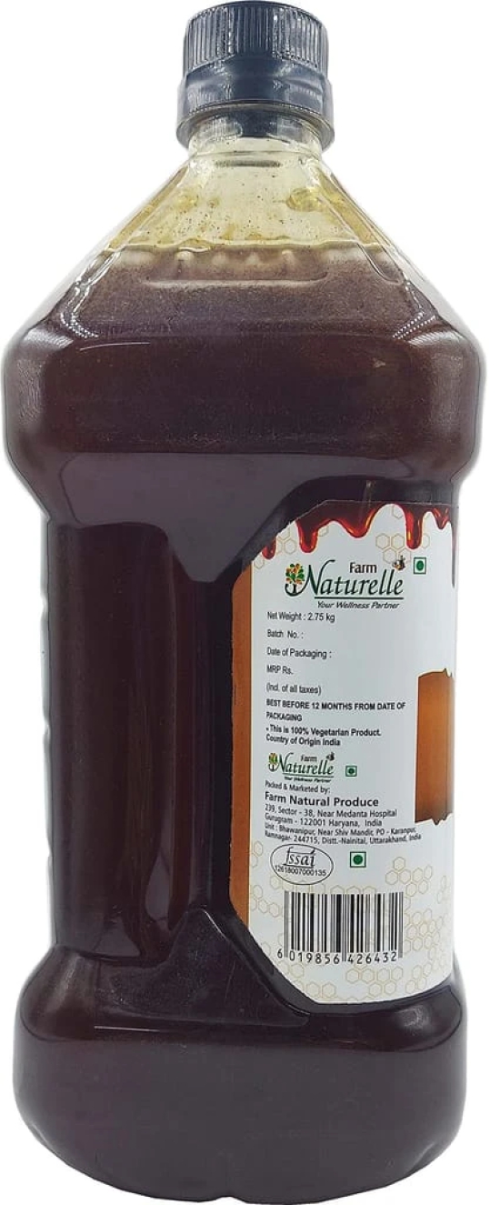 Farm Naturelle-Cinnamon Infused Wild Forest (Jungle) Honey/100% Pure/Raw/Natural/Un-processed/Un-heated/Lab Tested 2.75 Kg -Pet Bottle