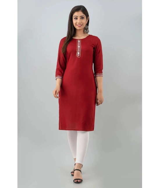 Frionkandy - Maroon Rayon Womens Straight Kurti ( Pack of 1 ) - None