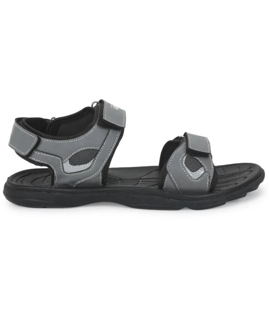 UrbanMark Men Comfortable Black Synthetic Floater Sandals - Grey - None