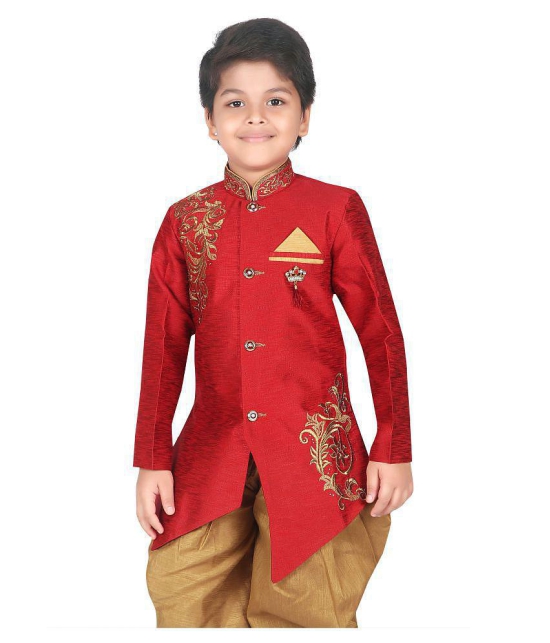 Ahhaaaa Ethnic Wear Hand Work embroidery Sherwani/Indo Western With Dhoti Pant For Kids and Boys - None