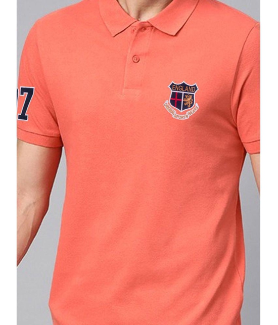 ADORATE Cotton Blend Regular Fit Printed Half Sleeves Mens Polo T Shirt - Coral ( Pack of 1 ) - None