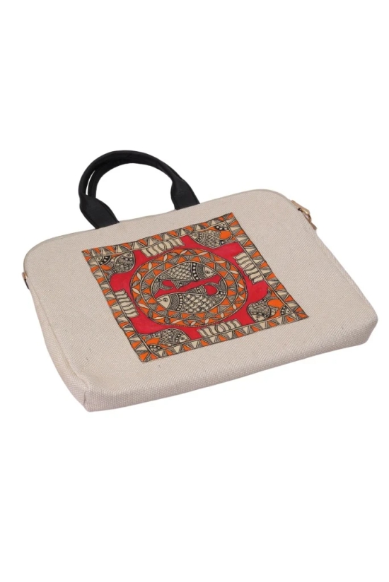 Tisser Madhubani(Fish) laptop bag Size-16x15