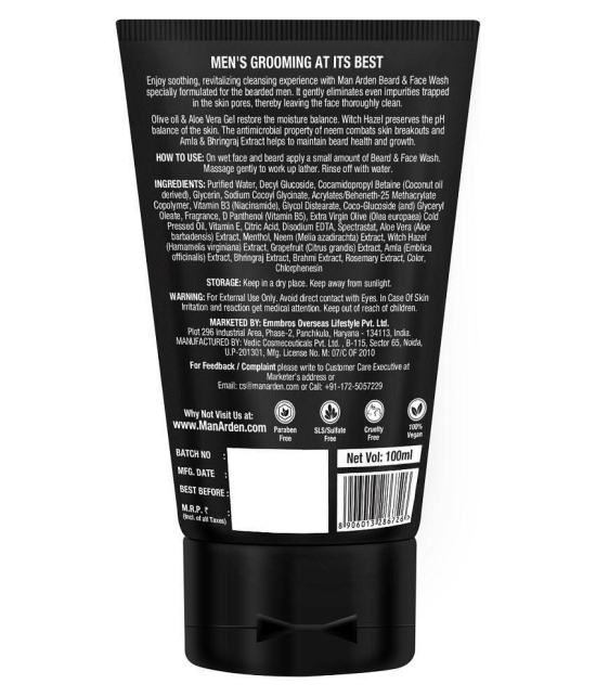 Man Arden Beard & Face Wash For Men - No Parabens, Sulphate, Silicones - 100mL (1+1 Free Offer)