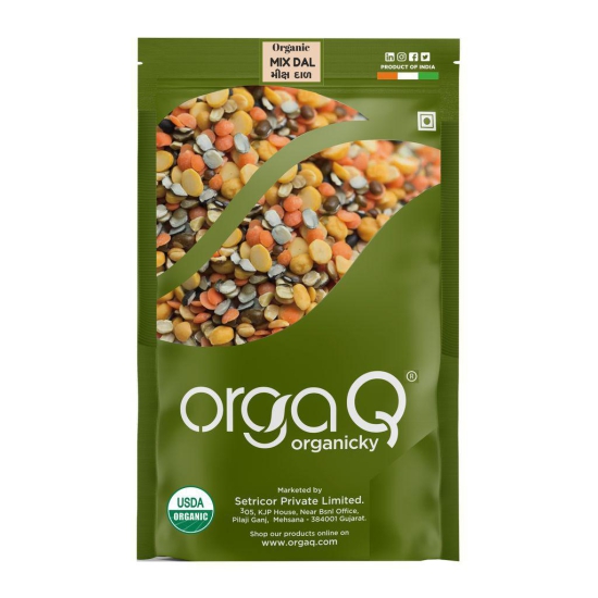 OrgaQ Organicky Organic Mix Dal | (Pea Split, Red Lentil, Black Gram Split, Moong Dal, Moth Dal, Cowpea Mogar, Green Gram Mogar)