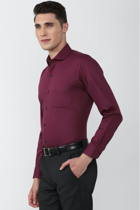 Men Purple Regular Fit Formal Full Sleeves Formal Shirt