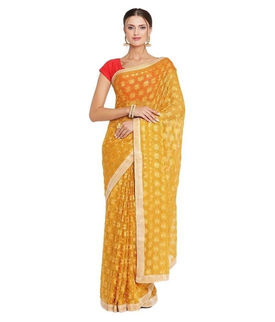 Queenley Yellow Chiffon Saree -