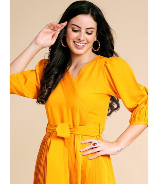 Glomee - Yellow Polyester Womens Fit & Flare Dress ( Pack of 1 ) - None