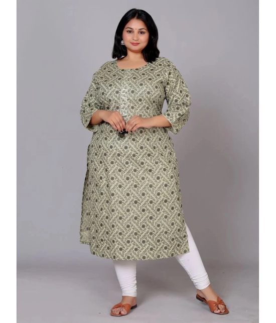 JC4U Cotton Blend Printed Straight Womens Kurti - Green ( Pack of 1 ) - None