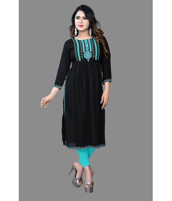 haya fashion - Black Rayon Women's A-line Kurti ( Pack of 1 ) - None