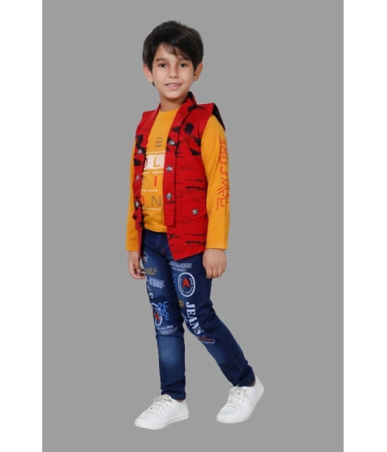 DKGF Fashion - Maroon Cotton Blend Boys Shirt & Jeans ( Pack of 1 ) - None