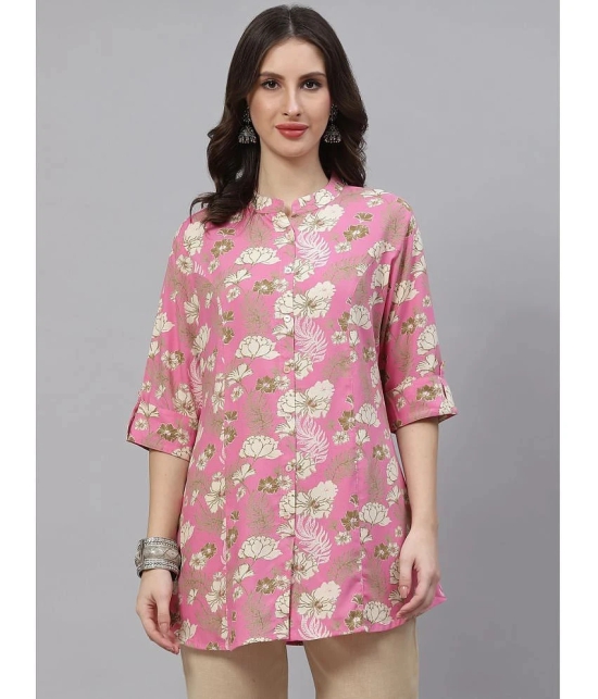 Divena - Pink Rayon Womens Ethnic A-Line Top ( Pack of 1 ) - None