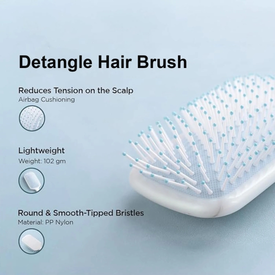 Heart Home Hair Brush  Bristles Brush  Hair Brush with Paddle  Sharp Hair Brush for Woman  Suitable For All Hair Types  TGX525..-XH45BGE  Ice Blue  Beige-Heart Home Hair Brush | Bristles Brush |