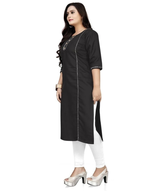 Lerkiza - Black Cotton Womens Straight Kurti ( Pack of 1 ) - 3XL