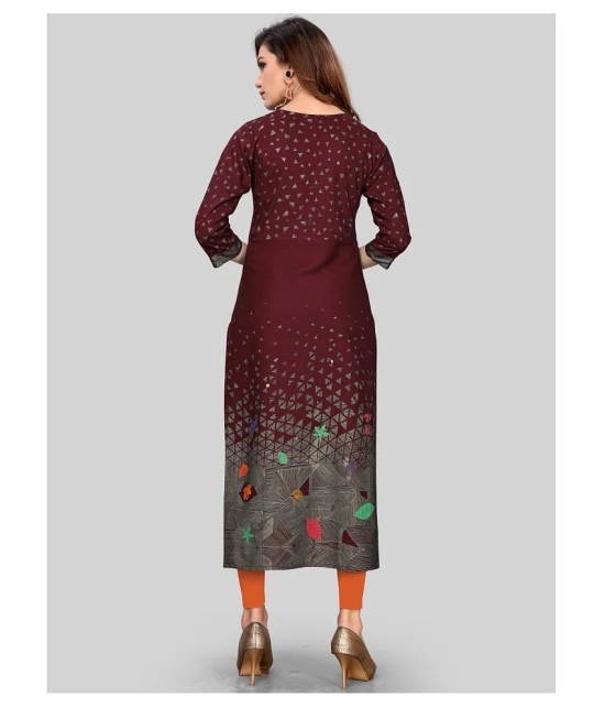 Vbuyz - Maroon Rayon Womens Straight Kurti ( Pack of 1 ) - XL