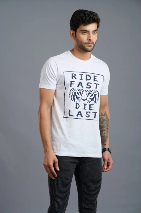 Ride Fast Die Last Printed White T-Shirt for Men L