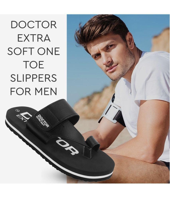 DOCTOR EXTRA SOFT - Black Mens Leather Slipper - None