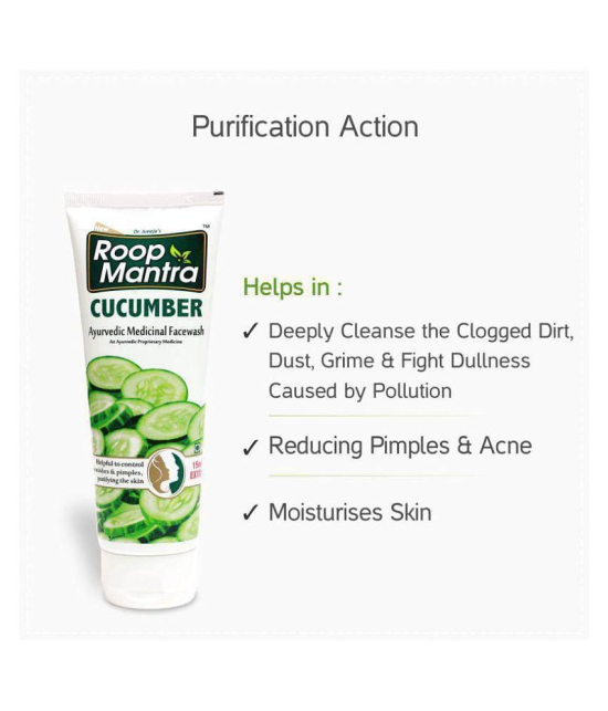 Roop Mantra Cucumber Face Wash 115ml, Pack of 3 (Helpful to Purify the Skin, Control Acne Pimples, Blemishes & Skin Infections, Remove Excess Oil & Dirt)