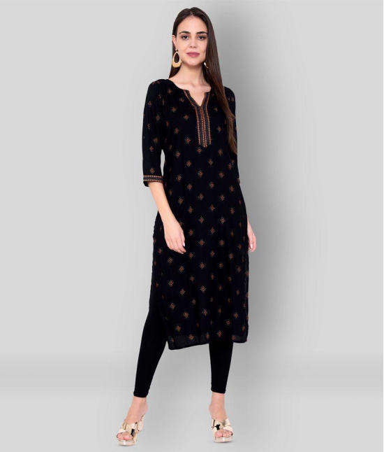 GOD BLESS - Black Rayon Womens Straight Kurti - L