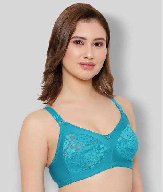 KYODO - Turquoise Cotton Blend Non - Padded Women's Everyday Bra ( Pack of 1 ) - 40B