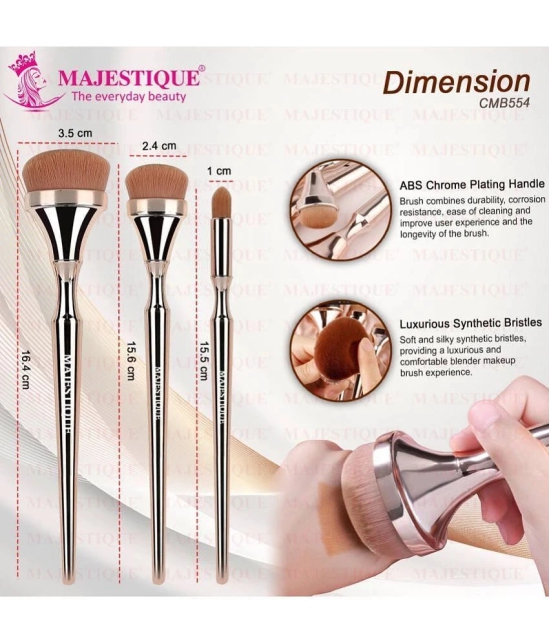 Majestique Foundation Concealer and Multi-Use Brush Professional Makeup Brush Set - 3Pcs