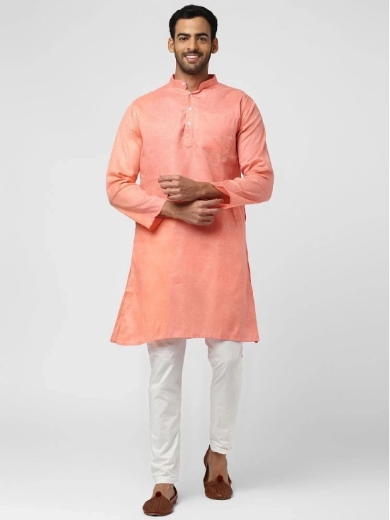 DESHBANDHU DBK - Orange Linen Mens Regular Kurta ( Pack of 1 ) - None