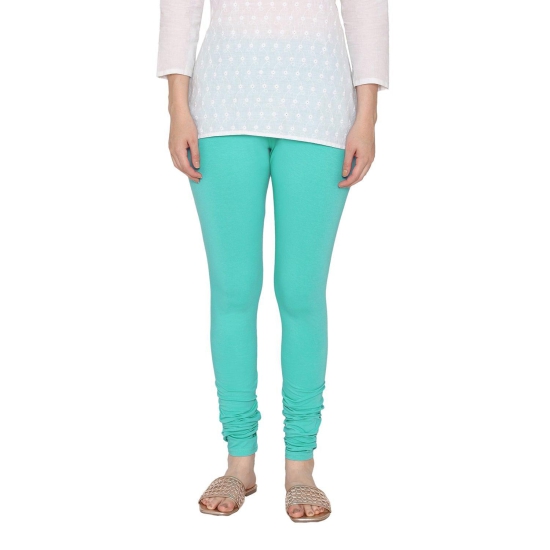 Women's Cotton Churidar Leggings (Free Size) - Aqua Sea