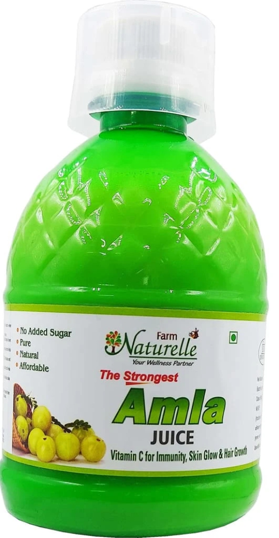 Farm Naturelle-Strongest n Concentrated Amla Juice for Improved Immunity, Hair and Skin Health (2+2 Free)-4x400ml+ 55gx4 Herbs Infused Forest Honeys