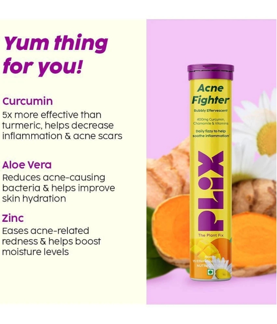 Plix Acne Shield 15 Effervescent Tablets Mango Twist Flavour Goodness Of Curcumin & Aloe Pack of 4