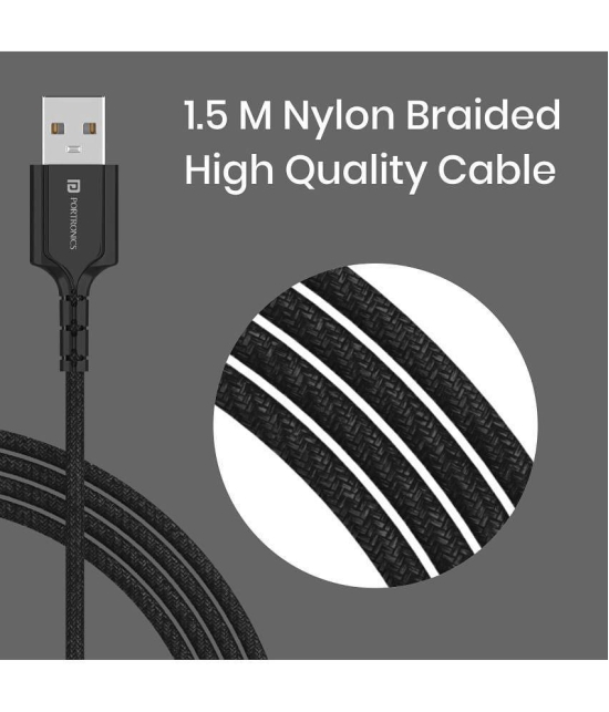 Portronics Konnect A Trio:3-in-1 Multi Functional Cable ,Black (POR 1313) - Black