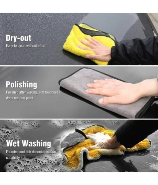 Auto Hub Yellow 800 GSM Microfiber Cloth For Automobile ( Pack of 2 )