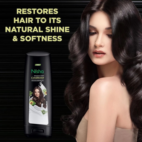 Nisha Hair Conditioner 180ml Bottle, Healthy & Shiny Conditioner with Avocado and Brahmi Oils for Healthy & Strong Hair