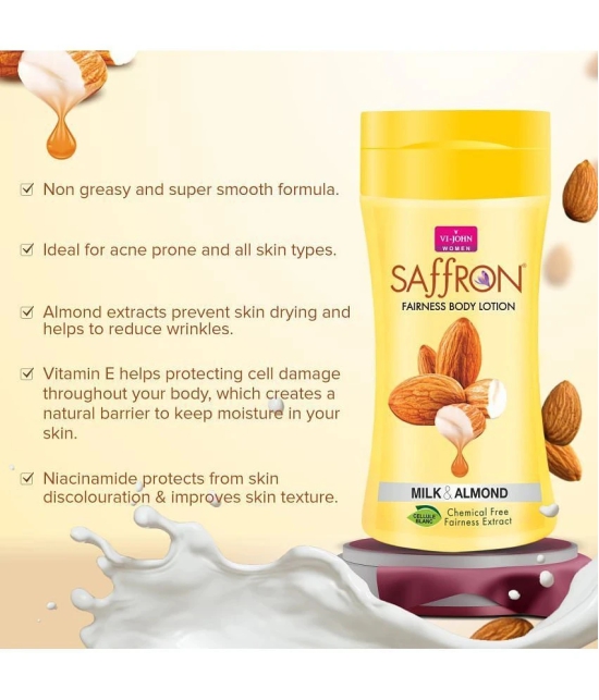 VI-JOHN Saffron Fairness Body Lotion My Body Milk 400ml & Mlk Almond 250ml Pack of 2