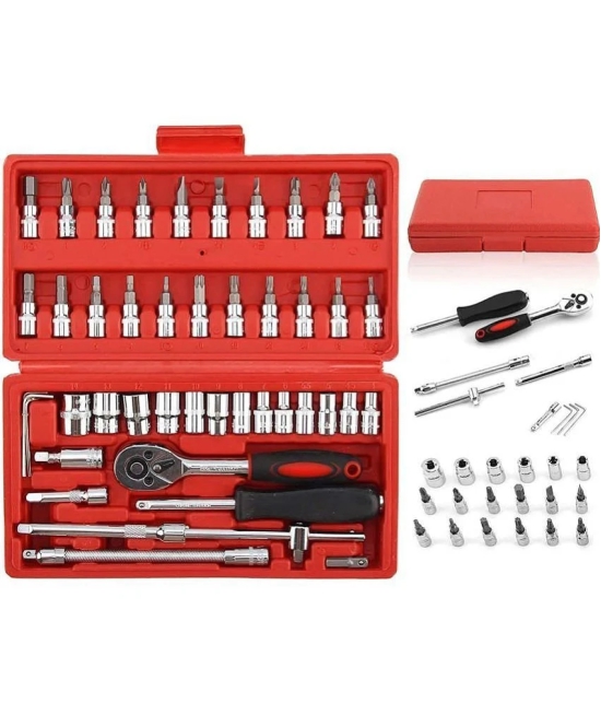 46 in 1 Pcs Tool Kit & Screwdriver and Socket Set Multi Purpose Tool Case (Color May Vary)