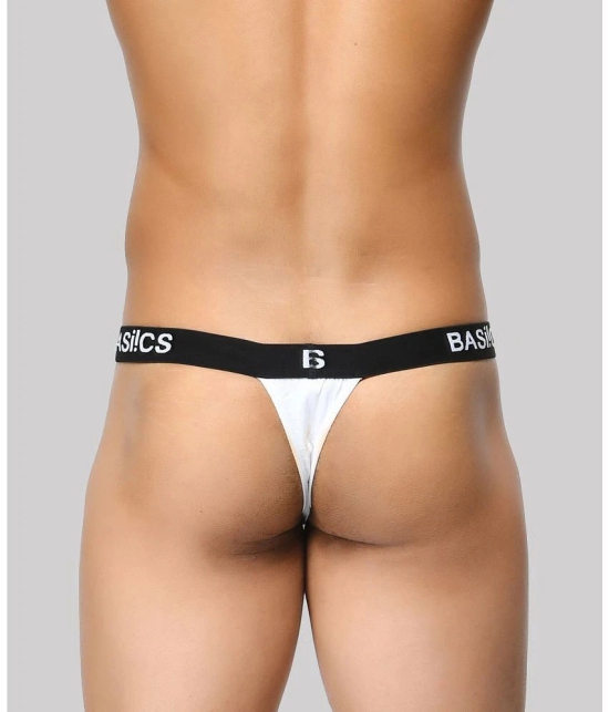 BASIICS By La Intimo - White BCSTH01 Spandex Mens Thongs ( Pack of 1 ) - None