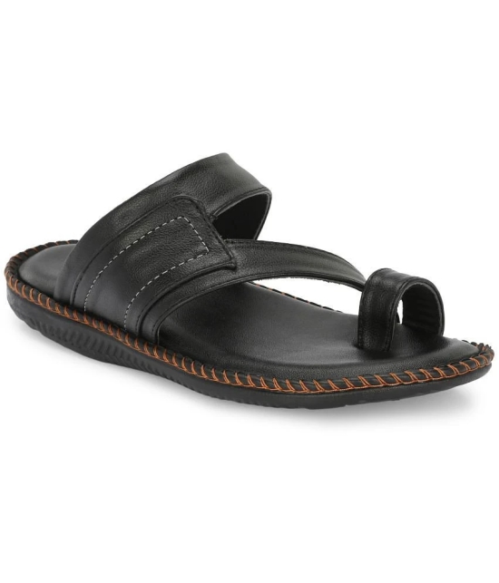 Leeport - Black Mens Leather Slipper - None